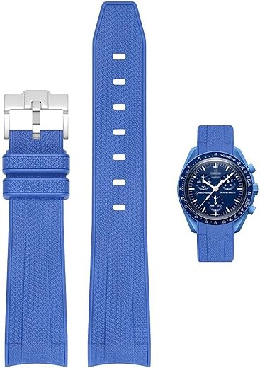 Bands for MoonSwatch Watch,Curved end No Gap,Premium Silicone Rubber Watch Strap for Omega X Swatch Moonswatch Speedmaste