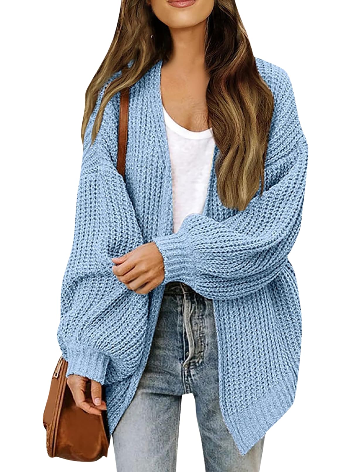 Womens Long Cardigan Sweater Fall Trendy Chunky Waffle Knit Oversized Open Front Dressy Outwear with Pocket