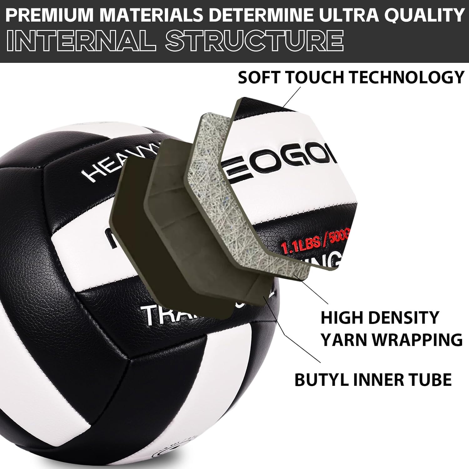 1.1LBS Weighted Heavy Volleyball For Setters Serve Trainer Setter Weighted Volleyball Training Equipment Size 5 Soft PU Leather, Durable for in&Outdoor Training, Perfect for Setting, Rebounders - Image 7