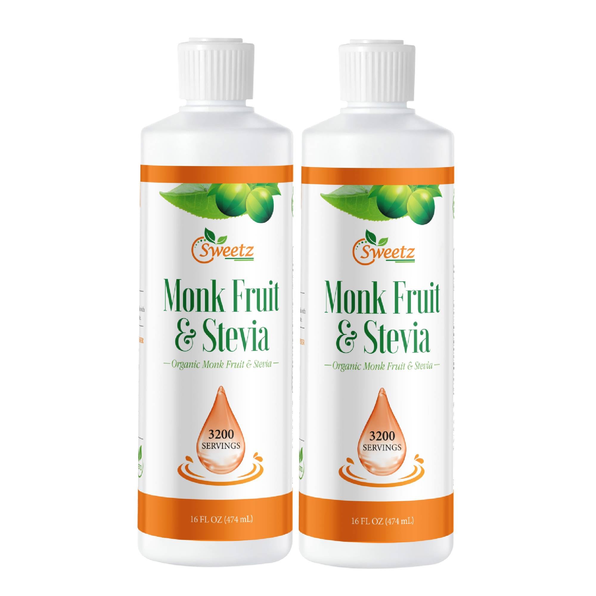 Monk Fruit & Stevia Liquid Sweetener Drops - Natural Sweeteners & Sugar Alternatives - Delicious Blend with No Bitter Aftertaste-Concentrated