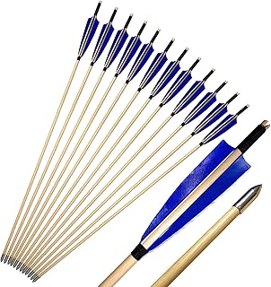 Wooden Arrows Archery Handmade Arrows 33inch Shaft with Turkey Feather Fletching for Recurve Bow Longbow Hunting Practice 12PACK