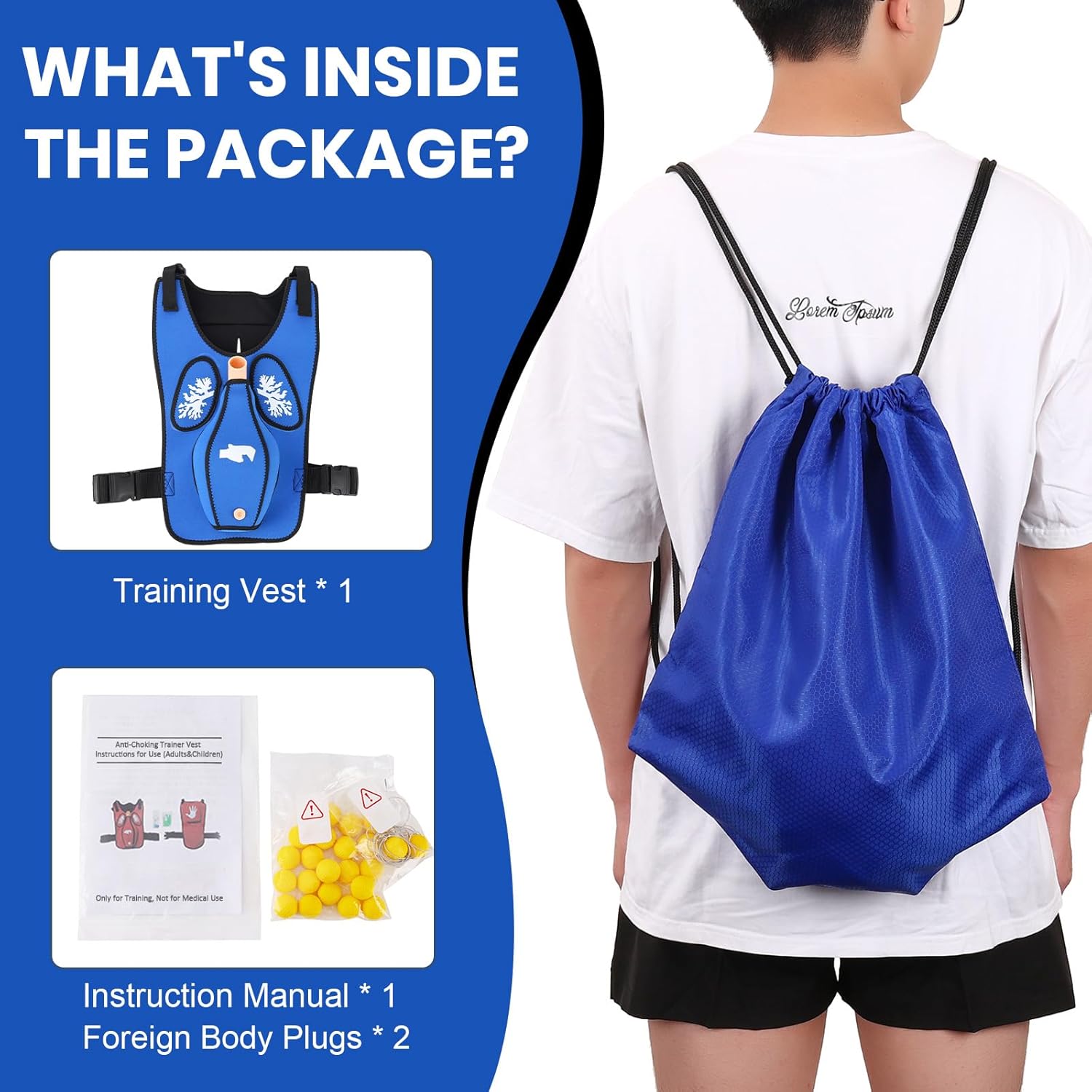 Anti Choking Trainer Vest with Back Slap, Heimlich Practice Training Vest, First Aid Teaching Tool for Nurses & Students, for Children