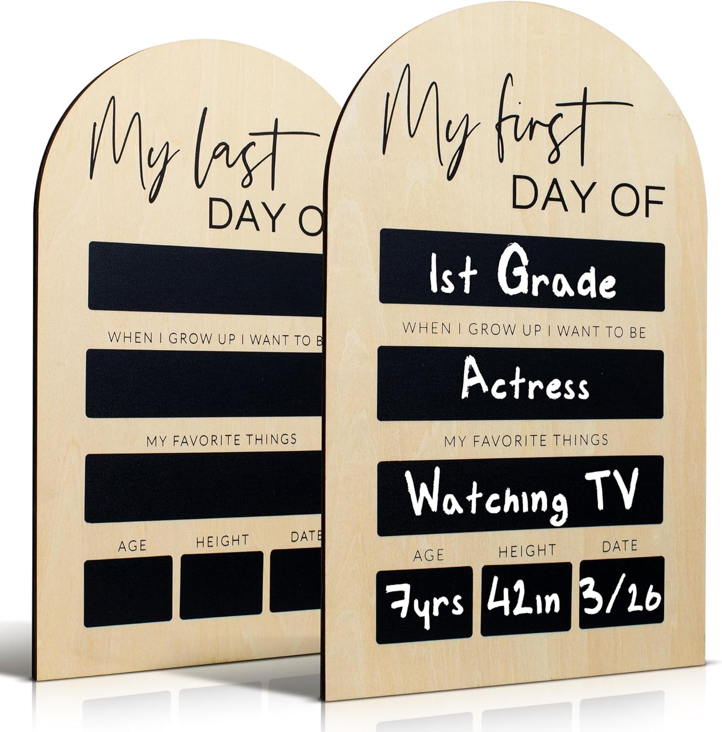 Curious Button Wooden First and Last Day of School Board Sign - Modern and Large Back to School Sign for Lasting Memories - Perfect 11.8" x 7.1" Wooden Chalkboard Photo Prop for Kindergarten-picture-34