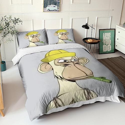 Miniatura 6 de WTEVMAIY Cute Monkey Duvet Cover Microfiber Animal Duvet Cover Set,Soft and Breathable with Zipper Closure Suitable for Recognizing Children