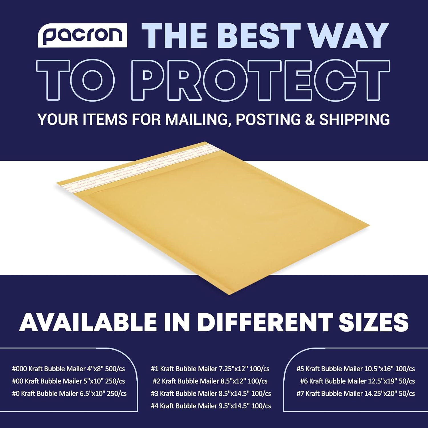 Kraft Bubble Mailers 100 Pack, 8.5 x 12 Inch Padded Shipping Envelopes, Yellow Mailing Envelopes for Documents & Packages, Durable & Lightweight, Made in USA