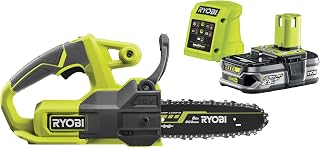 Ryobi Kompaktowa Piła Łańcuchowa 18V RY18CS20A-125, Prowadnica 20 cm, Prędkość 4.6 m/s, Wydajność Cięcia 15 cm, Ręczne Napinanie Łańcucha, Zestaw Zawiera Akumulator 2.5 Ah i Ładowarkę