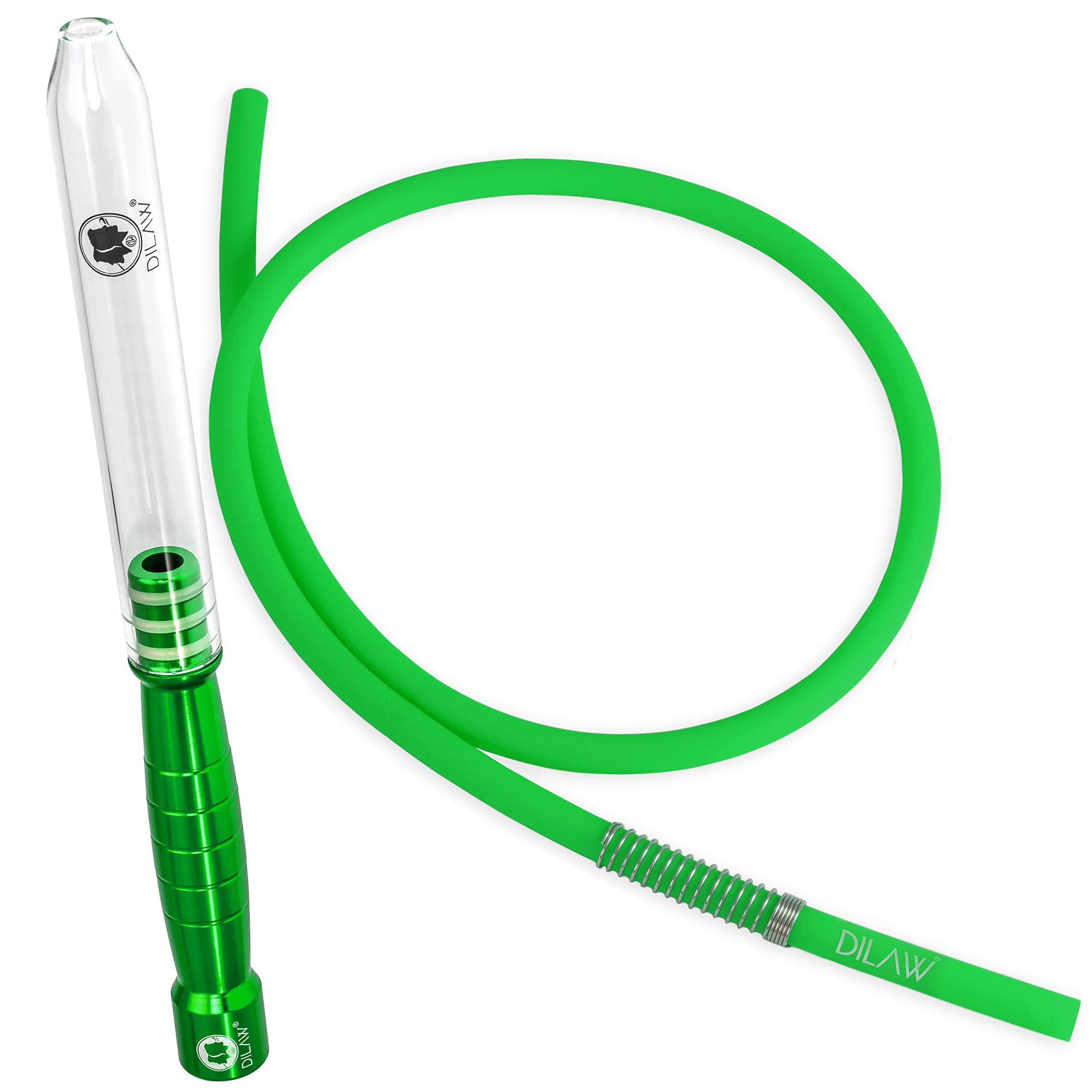 DILAW® Shisha Glas- Alu Mundstück Glasundstück + Silikonschlauch Kombinierbar mit Allen Handelsüblichen Schläuchen Grün