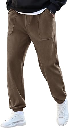 VOGSTART Men Corduroy Fleece-Lined Joggers Casual Winter SweatpantsS-XXL