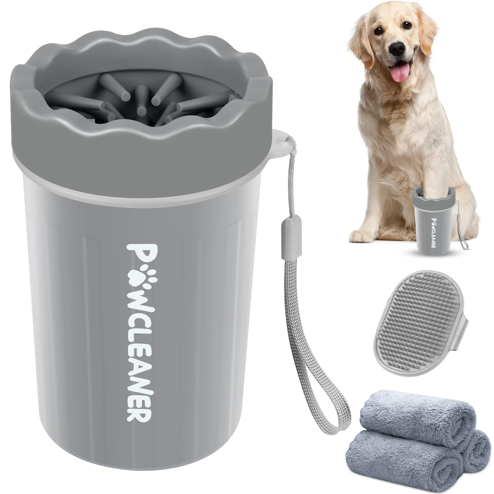 犬の足跡クリーナー 犬の足跡洗浄機 Paw Buddy Muddy Paw Cleaner ペットフットクリーナー 小中型大型犬/猫用 (吸収性タオル3枚付き)