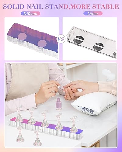 Miniatura 11 de Soportes de uñas acrílicas, soporte de uñas a presión, soporte magnético para práctica, 54 piezas, masilla adhesiva reutilizable para pintura de Rosa