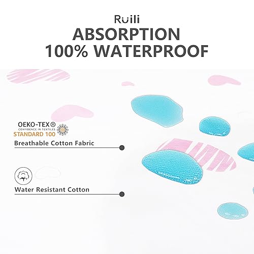 Miniatura 2 de RUILI Cambiador de pañales impermeable para bebé, algodón suave reutilizable, tapete cambiador absorbente portátil para niñas, niños y mujeres
