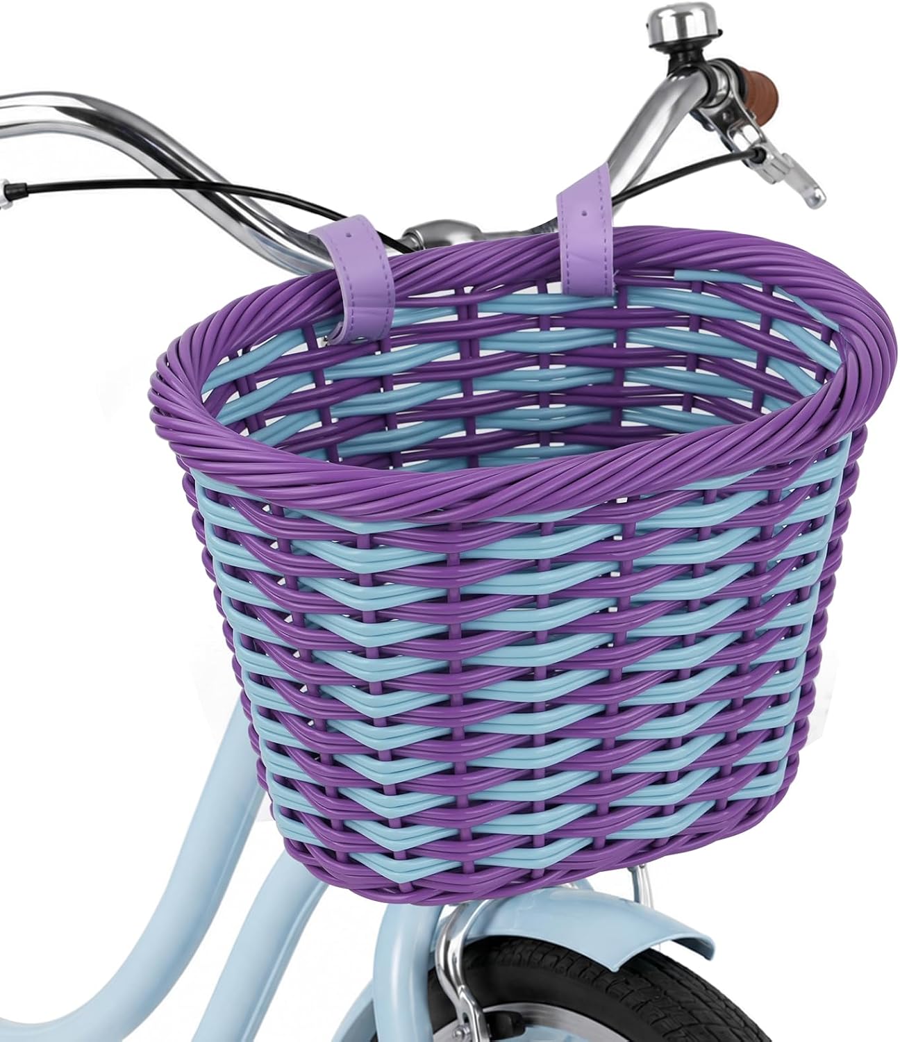 Bike Basket Woven Basket Front Handlebar Wicker Bicycle Basket with Adjustable Straps for Women Cruiser City Bicycle Multiple Colors to Choose