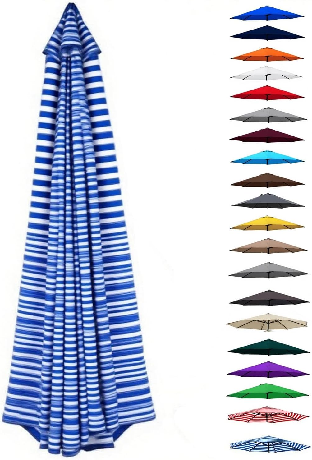 6.6-13FT Patio Umbrella Replacement Canopy for 6/8 Ribs, Parasol Top Fabric Cover, Outdoor Table Umbrellas Cloth, Fade Resistant, UV-Anti, Waterproof, Black