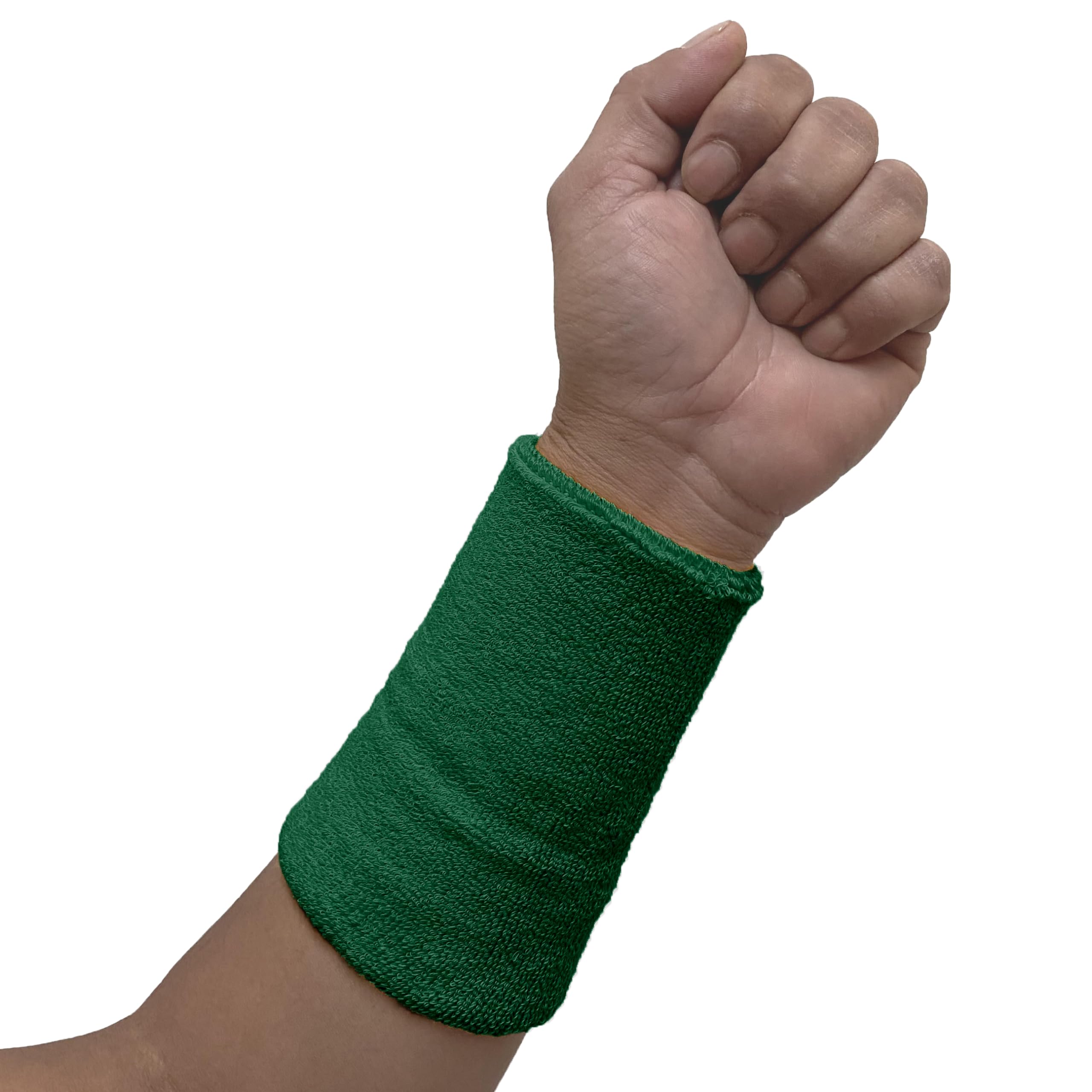 COUVER Absorbent Soft Durable 6 inch Extra Long Thick Sports Wristband Sweatband | Green (1 Piece)