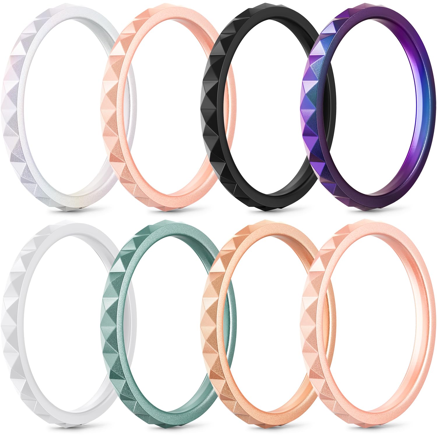 Egnaro Silicone Wedding bands women, Stackable Silicone Ring style