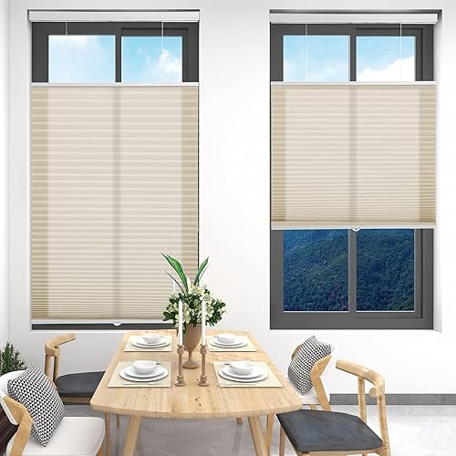 Changshade Light Filtering Cellular Shades Cordless, Top Down Bottom Up Blinds for Windows, 1.5'' Single Cell Pleated Honeycomb Window Shades for Bedroom, Child Room