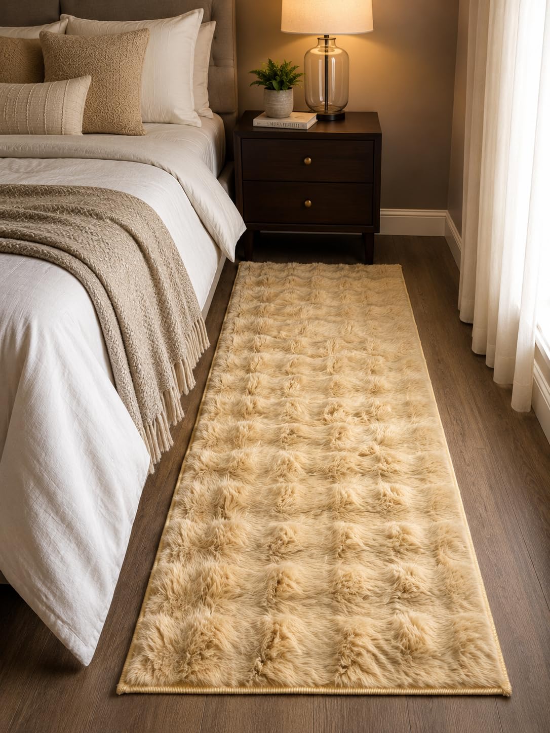 Aces Décor Ultra Soft Bubble Floor Runner for Hallway and Kitchen | Non Slip Backing Washable Carpet Runner Rug for Bedroom Entryway and High Traffic Indoor Passageways | Size 22x55, Champagne Beige-image-46