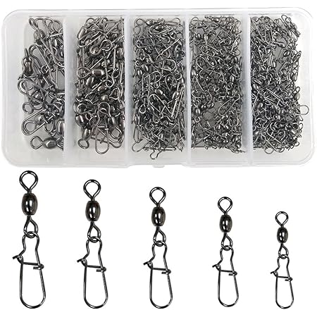 Amazon オルルド釣具 ローリングスイベル ベアリング サルカン 500個セット 高強度 ステンレス鋼 コネクター 14kg 43kg フィッシング 2 4 6 8 10 Aタイプ 専用ケース付き Qba01n0 オルルド釣具 スイベル スナップ