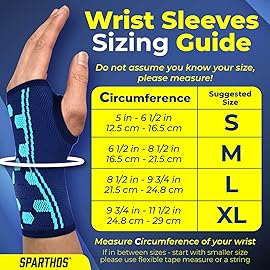 Sparthos Wrist Support Sleeves (Pair) - Compression Wrist Brace for Men and Women - Carpal Tunnel Tendonitis Arthritis Pain Relief Recovery from Wrist Pain, Strains, Sprains, Bursitis (Blue-S)
