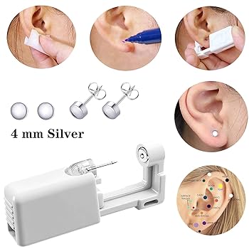 Ear Piercing Gun, 6pcs Disposable Safety Ear Piercing Gun Unit Tool With Asepsis Pierce Kit Blue For Piercing Kit Piercing Supplies With Ear Stud