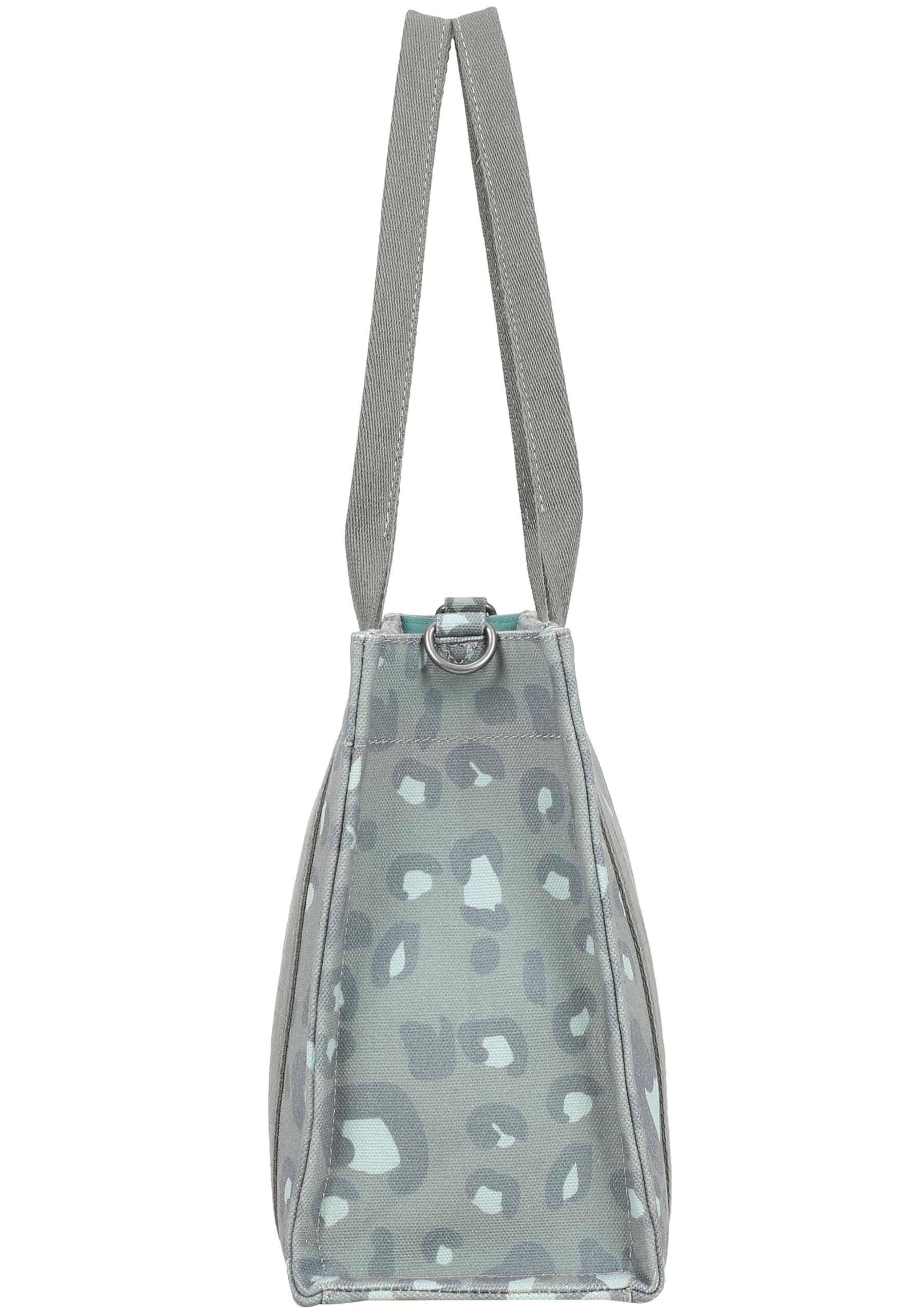Fritzi Tote Shopper Medium Leo Canvas Damen Shopper Handtasche Festival City vegan Leoprint Reißverschluss 26 x 33 x 14 cm – Rosa, Grün, Beige