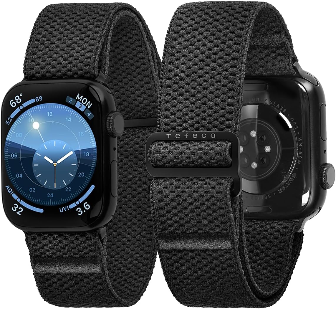 Tefeca Edge Series Stretchy Band Compatible with Apple Watch Ultra 2/Ultra 49mm, Series 10 46mm, Series 9/8/7 45mm, SE2/SE/6/5/4 44mm