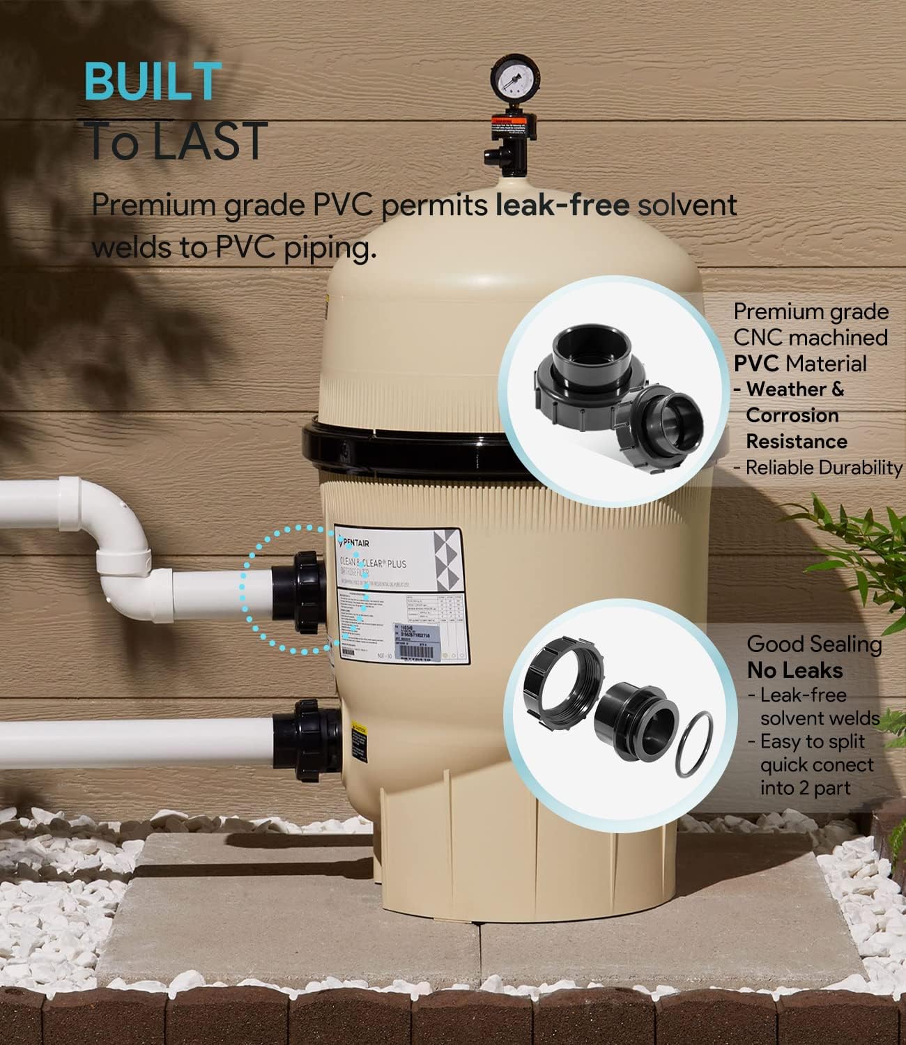 2 Pack 270100 Black Pool Valve Adaptor Replacement Kit for Pentair Quad D.E. Filter, FNS Plus Filter, Clean & Clear Plus Filter, Pool/Spa Cartridge Filter : Patio, Lawn & Garden