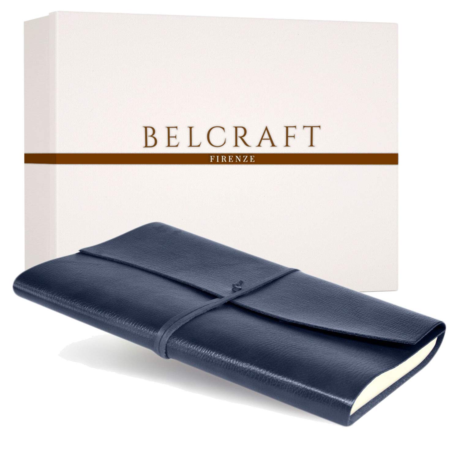 Belcraft Tivoli A4 Journal Intime/Carnet de Notes en cuir recyclé de fabrication artisanale Italienne, Cadeau Spécial, Journal de Voyage, Notebook A4 (21x30 cm) Bleu