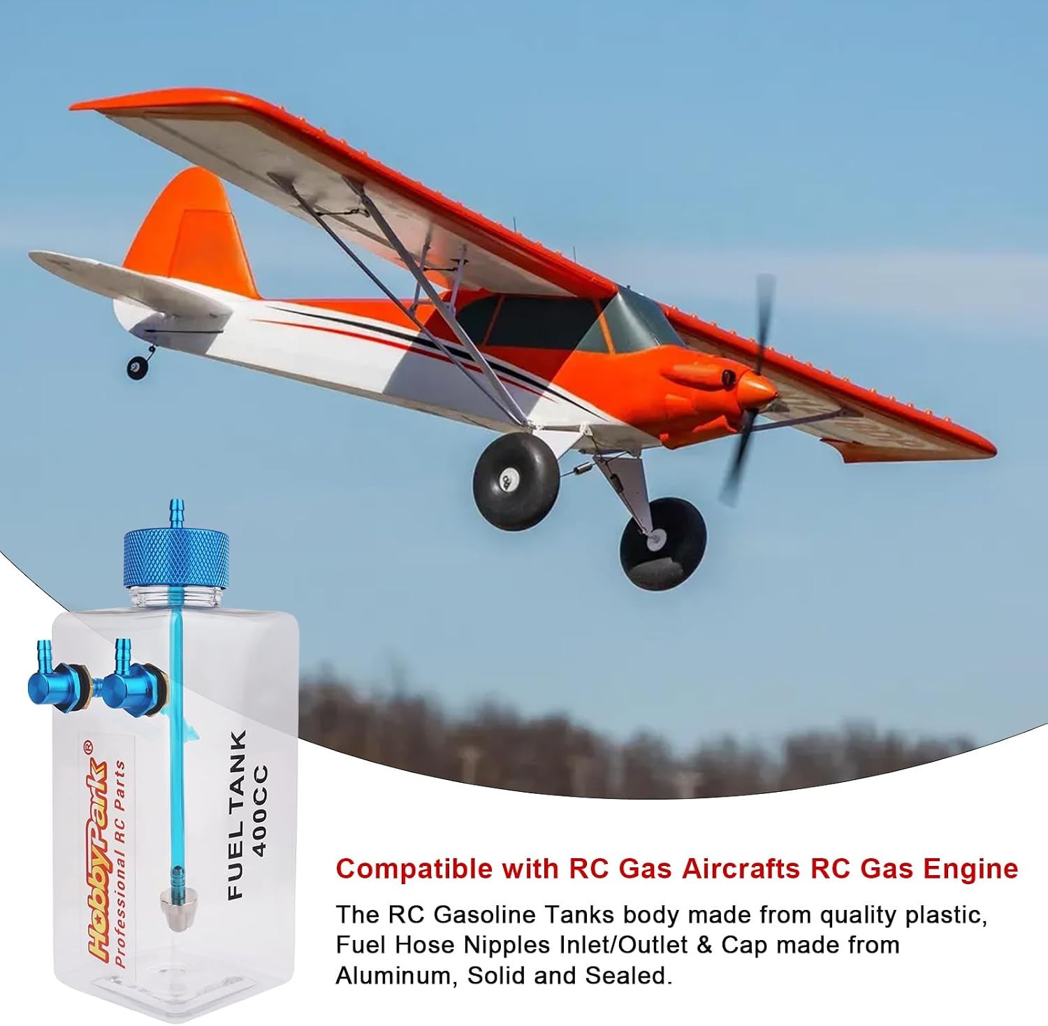 HobbyPark RC Gas Fuel Tanks Fuel Bottle for RC Gasoline Airplane Gas Engine (400CC)