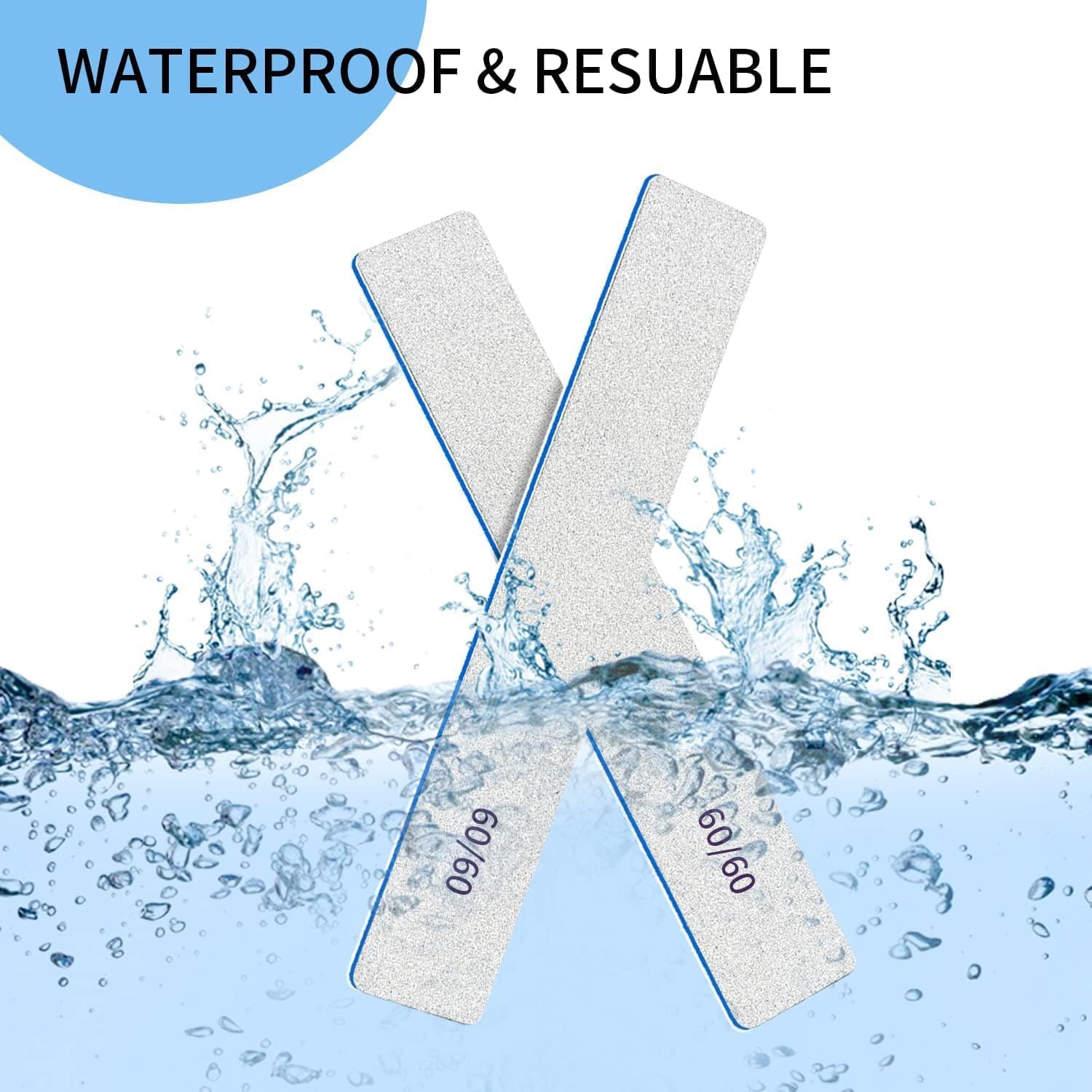 Nail Files 100pcs-Nail File 60/60 Grit for Acrylic Nails, Rough Nail Files Emery Boards for Artificial Nails, Fake Nails, Professional Double Sided Jumbo Zebra Nail File