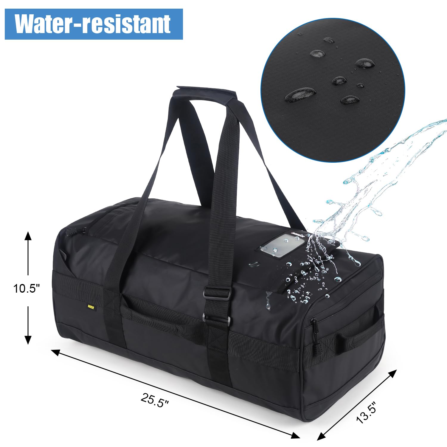 MIER Sporttasche Herren 60L wasserresistente Reisetasche Heavy Duty Convertible Sportrucksack mit Rucksackgurten und Schuhfach