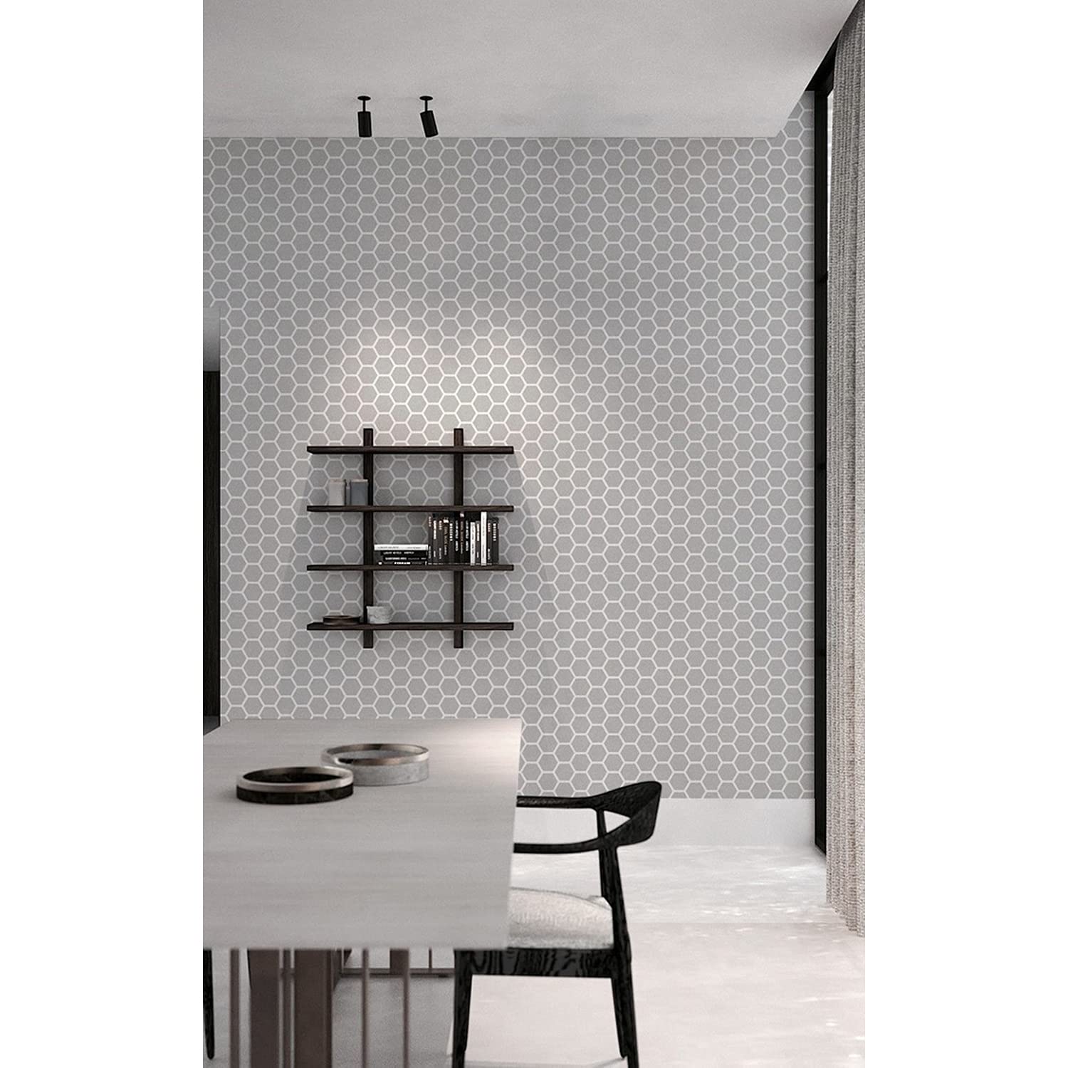Papier peint géométrique nid d'abeille 250x250 cm adhésif sans colle pour murs et meubles