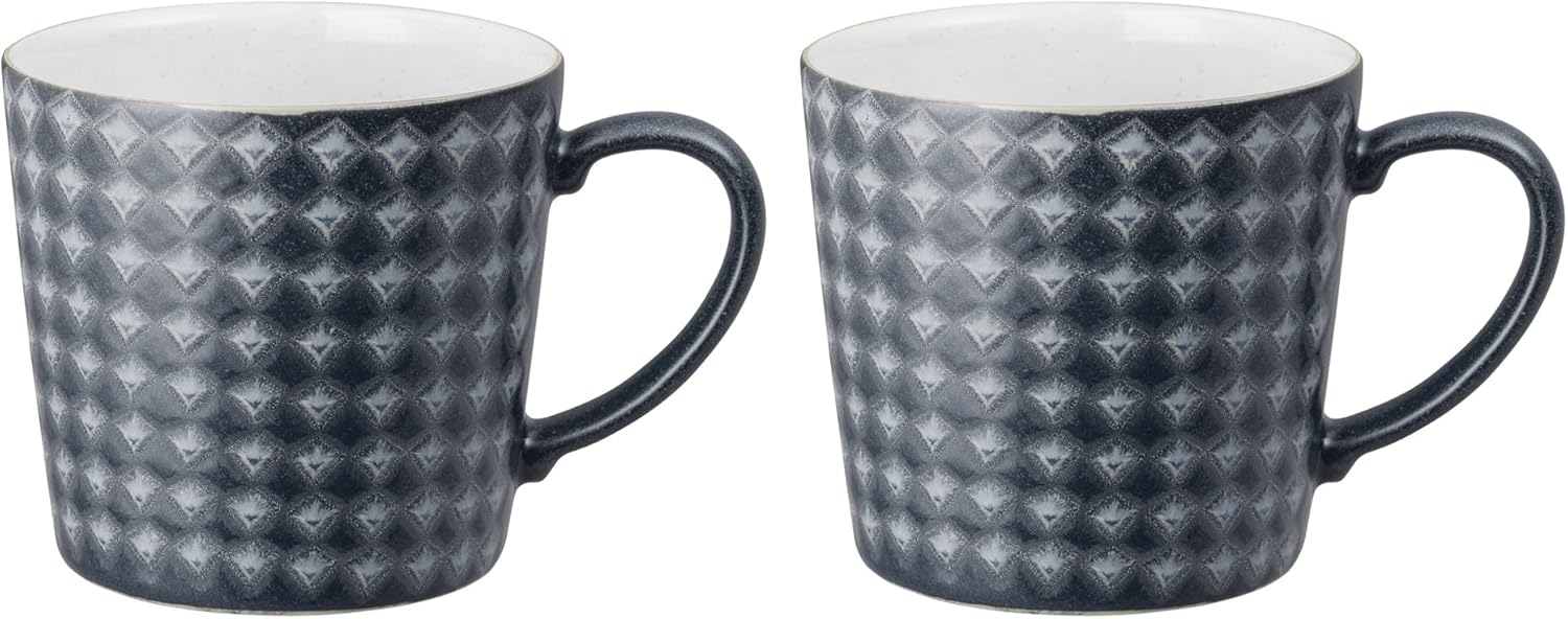 Denby - Impression Cream Large Coffee Mug Set of 2-400ml Stoneware Ceramic Tea Mug Set - Dishwasher Safe, Microwave Safe