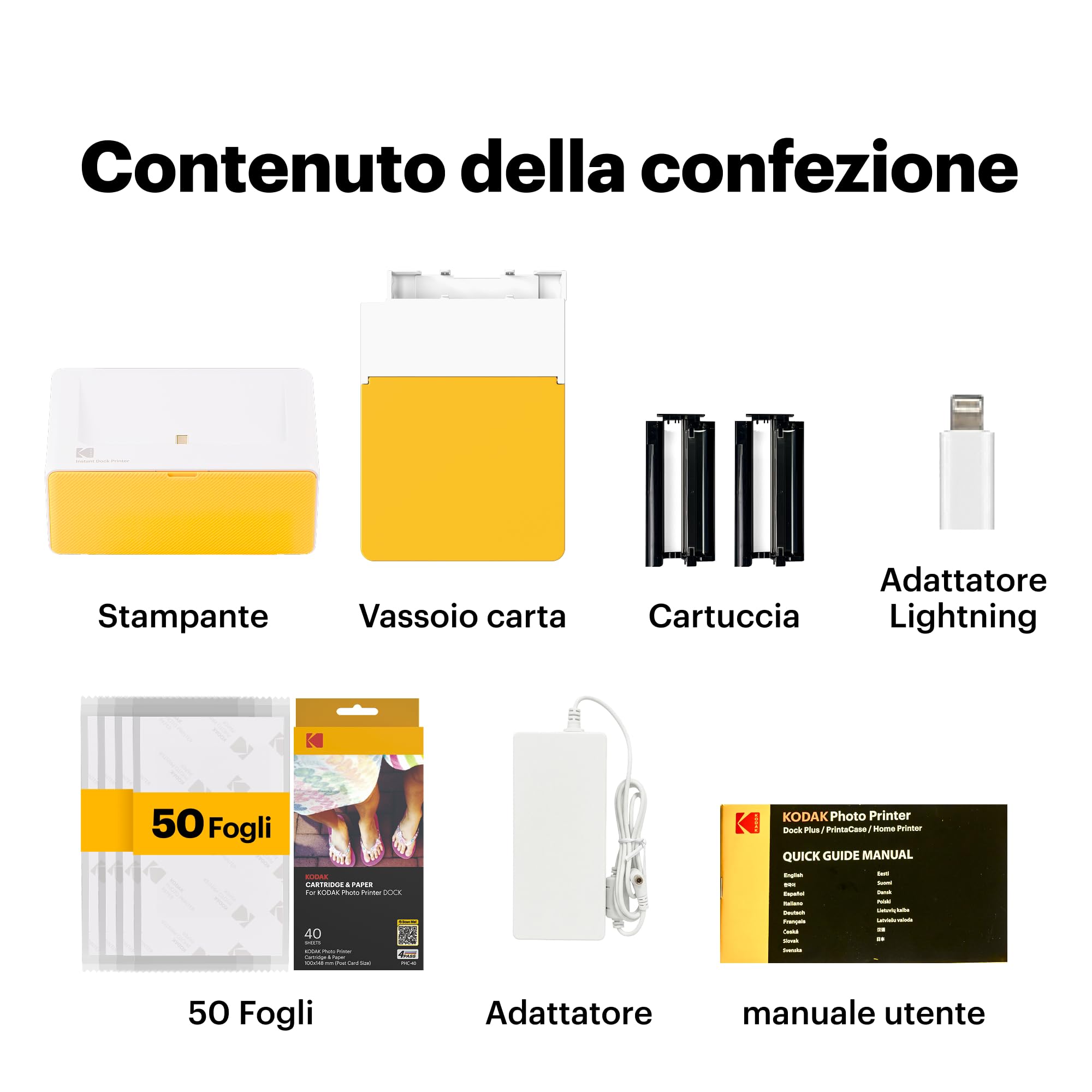 KODAK Dock Plus Stampante Fotografica 10x15 cm 50 Fogli Bluetooth Sublimazione 4PASS