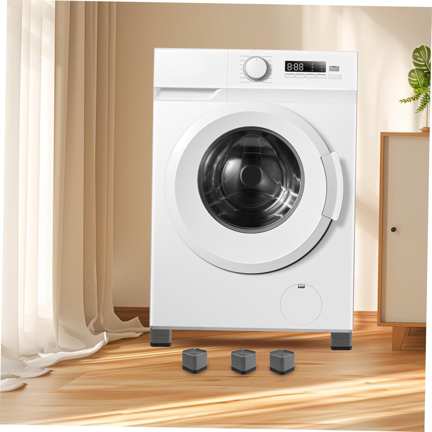 6pcs Table Leg Risers Washer Dryer Pedestal Vibration Mat Cabinet Riser Bed Replacement Feet Dryer Plastic Mat for Washer