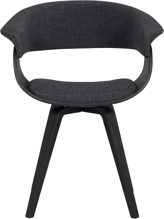 Armen Living Summer Mid Century Modern Dining Accent Chair for Table Kitchen Desk Vanity in Charcoal Fabric and Black Wood Finish