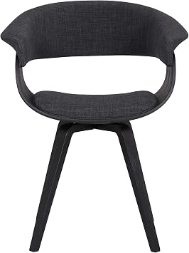 Armen Living Summer Mid Century Modern Dining Accent Chair for Table Kitchen Desk Vanity in Charcoal Fabric and Black Wood Finish