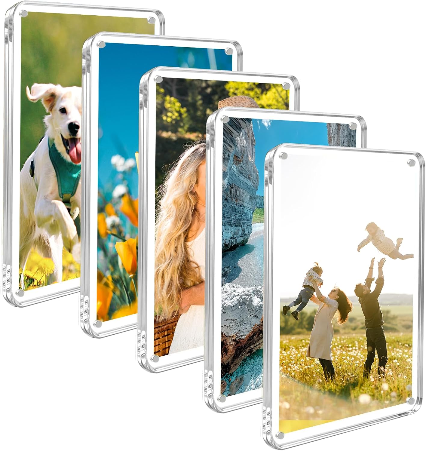 5 Pack 4 x 6 Inch Clear Acrylic Magnetic Photo Frames