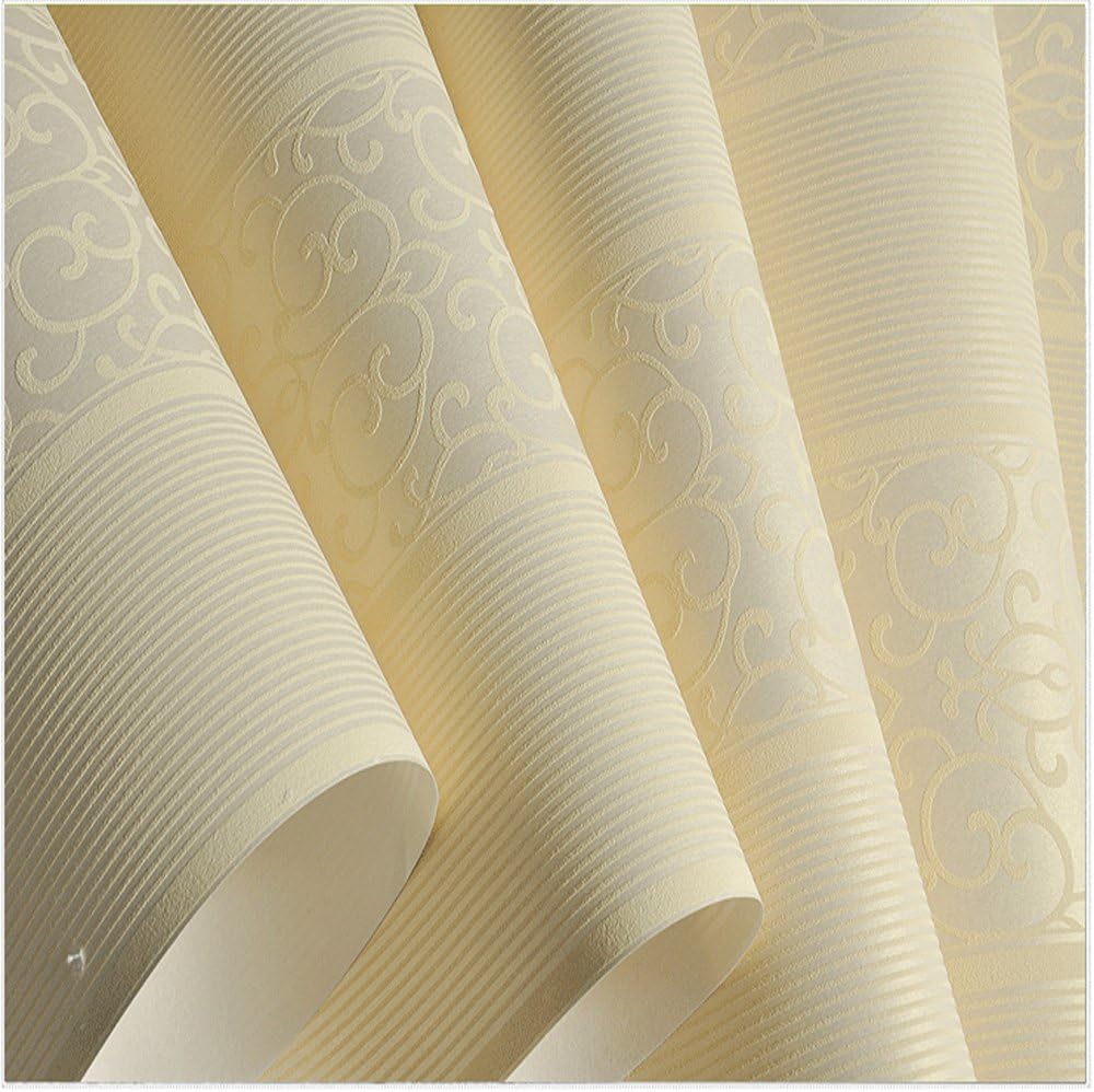 QIHANG European Simple Vertical Stripe Plain Non-Woven Wallpaper Sofa Tv Background Beige Color 0.53m*10m=5.3M2