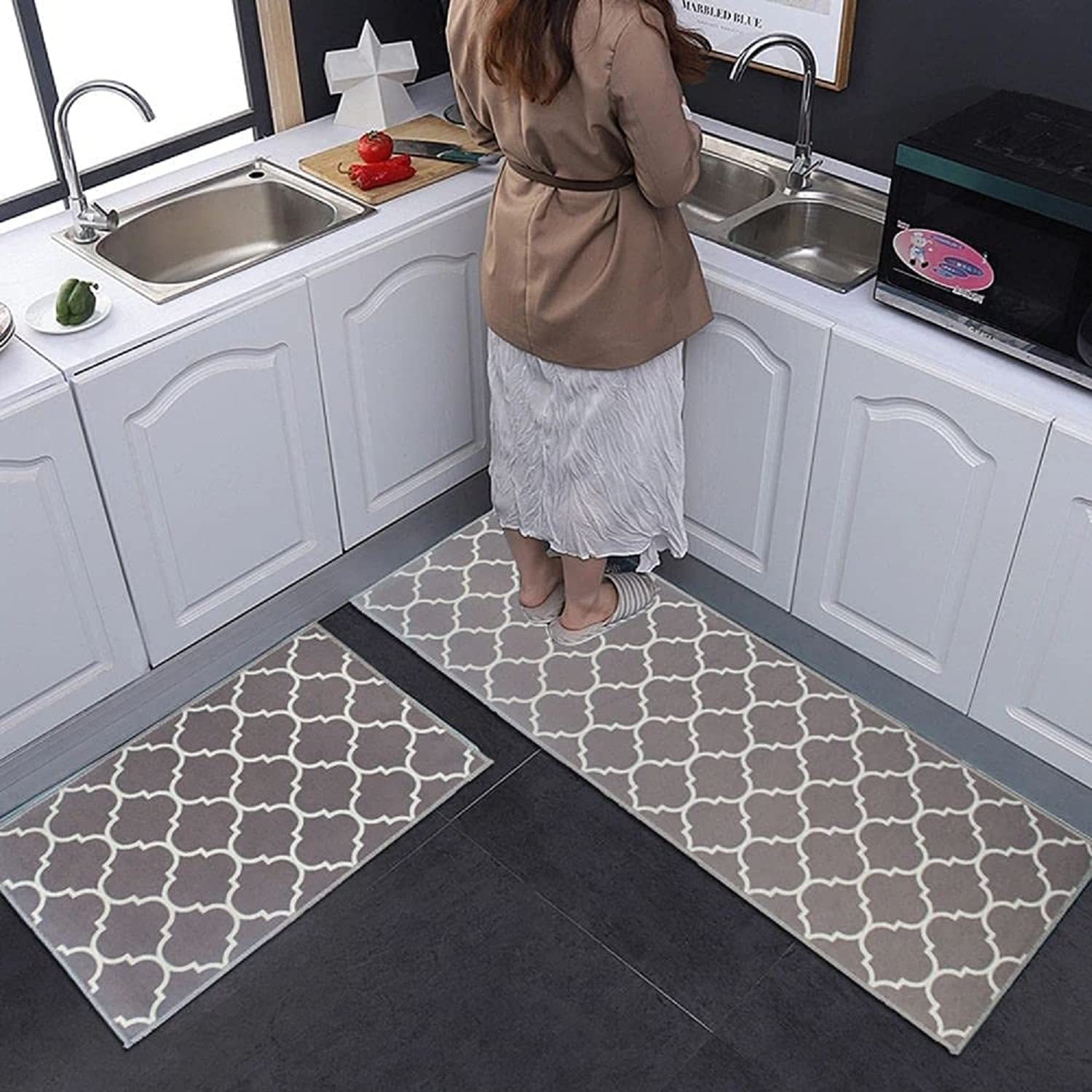 Sharda Home Decor Anti-Skid Look Soft Washable Multi Purpose Mat & Runner Set (18x54 & 17x26 Inches) Kitchen Combo Mat of 2 Pieces ((Desizn No 04, velvet soft nylon) (B08SHNW23R) Amazon Price History, Amazon Price Tracker