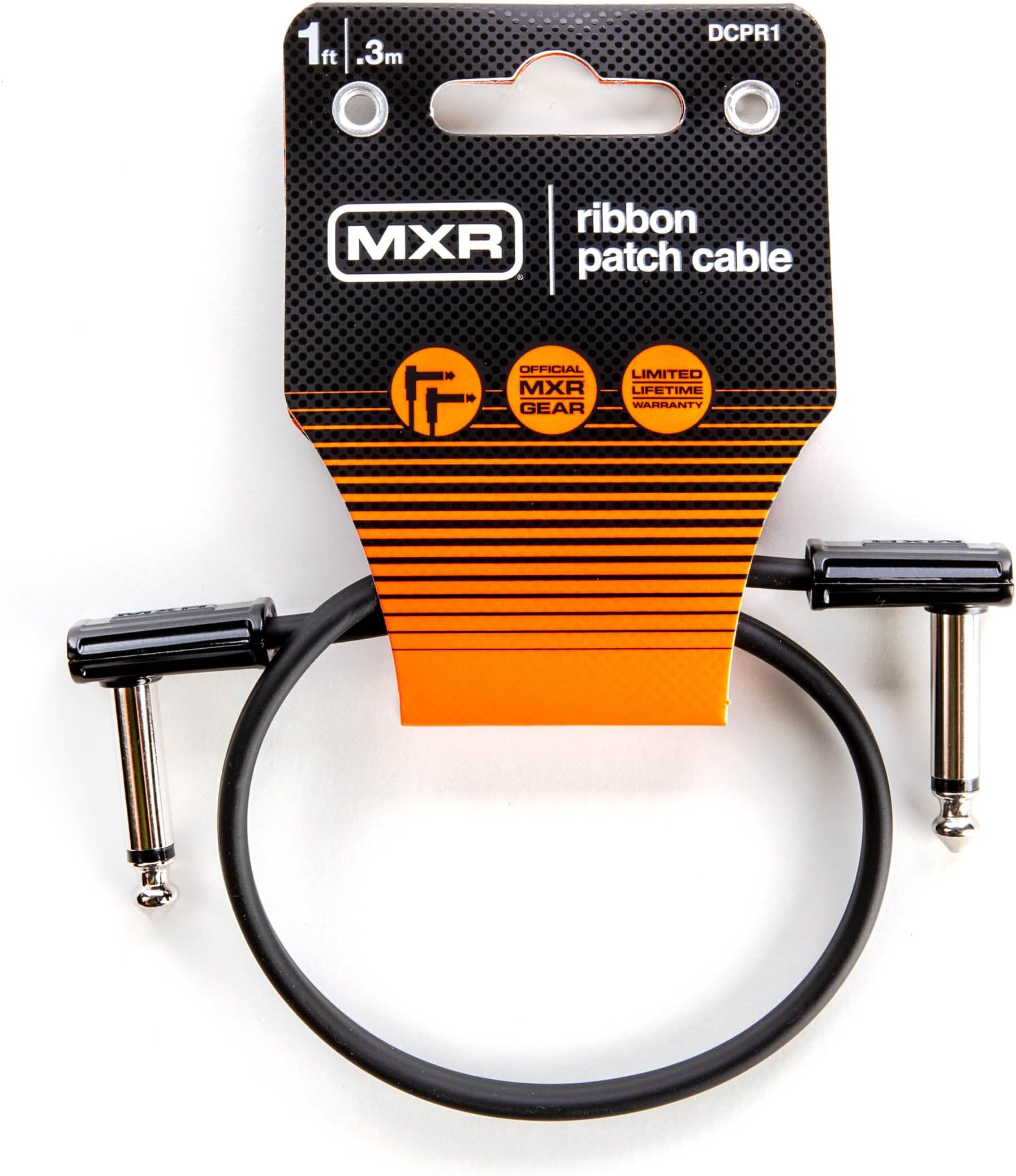 JIM DUNLOP, 1/4-Inch Right Angle MXR Ribbon Patch Cable 1 ft|0.3 m (DCPR1)