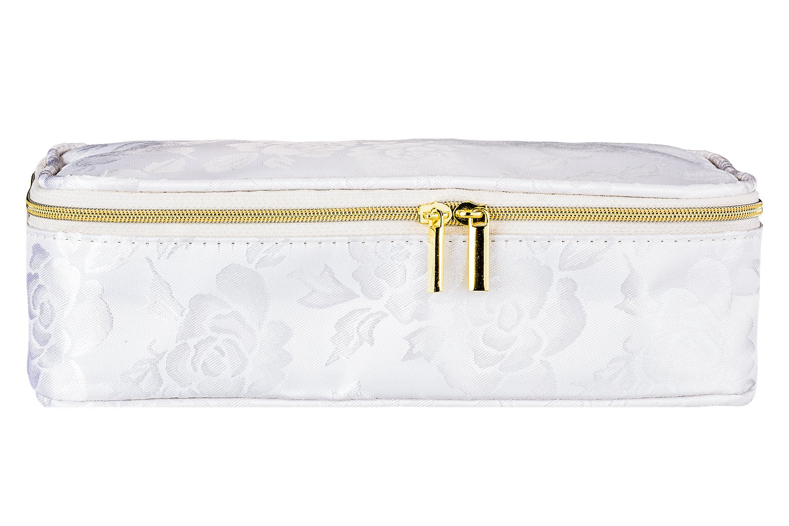 Makeup Bag Cosmetics Storage Organiser – Travel Toiletry Bag for Women, Large Make Up Bag, White Rose Travel Case with Zipper, Makeup Brush Holder, Waterproof Wash Bag, Perfect Gift Pouch for Ladies