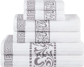 Superior Juego de Toallas Decorativas de 6 Piezas con patrón Griego, algodón Absorbente, decoración para baño, SPA, Incluy...