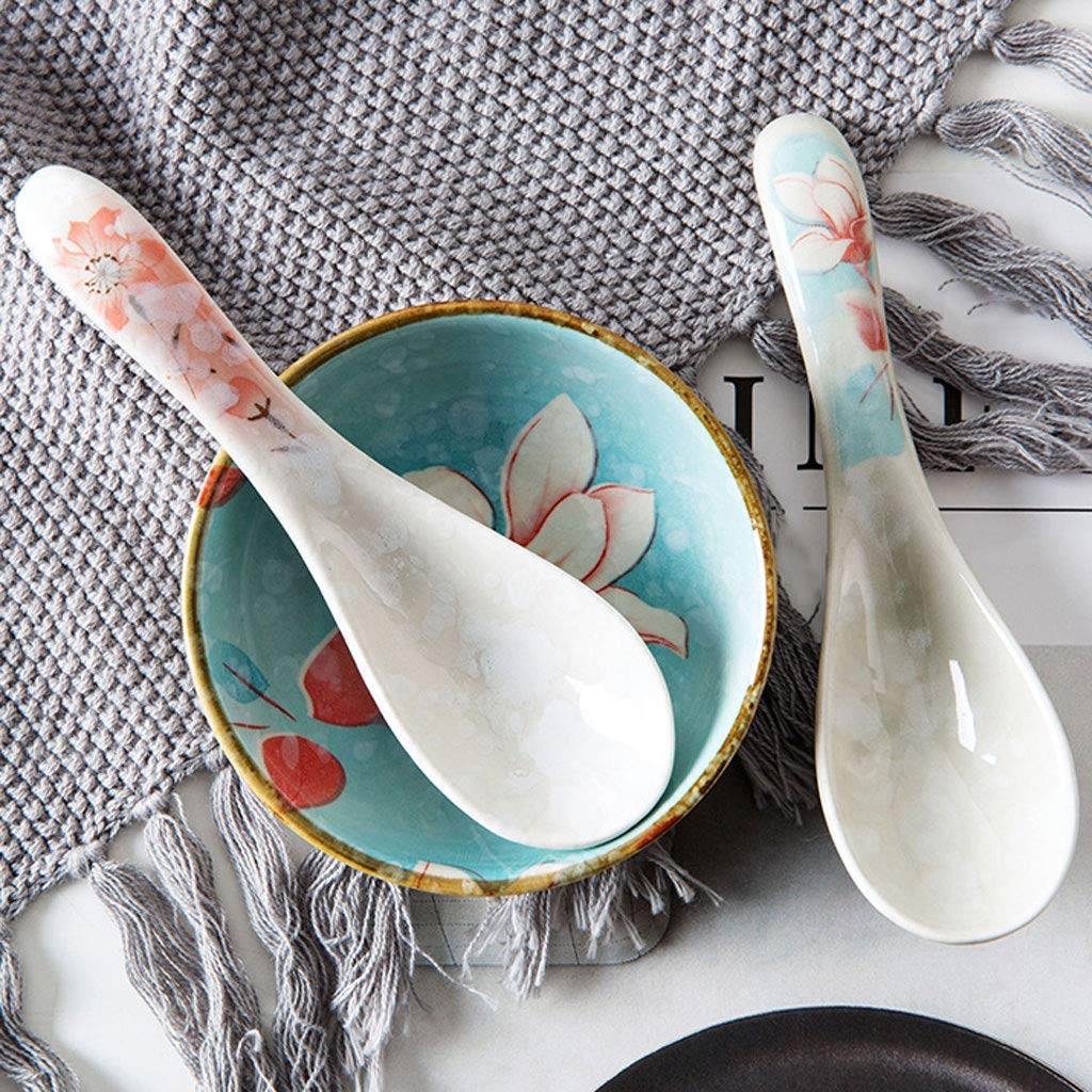 Cuillère en Céramique, Cuillère À Riz Domestique, Style Japonais, Créative, Mignonne, Petite Cuillère À Soupe, Ensemble De 10 Cuillères À Soupe（Grey）