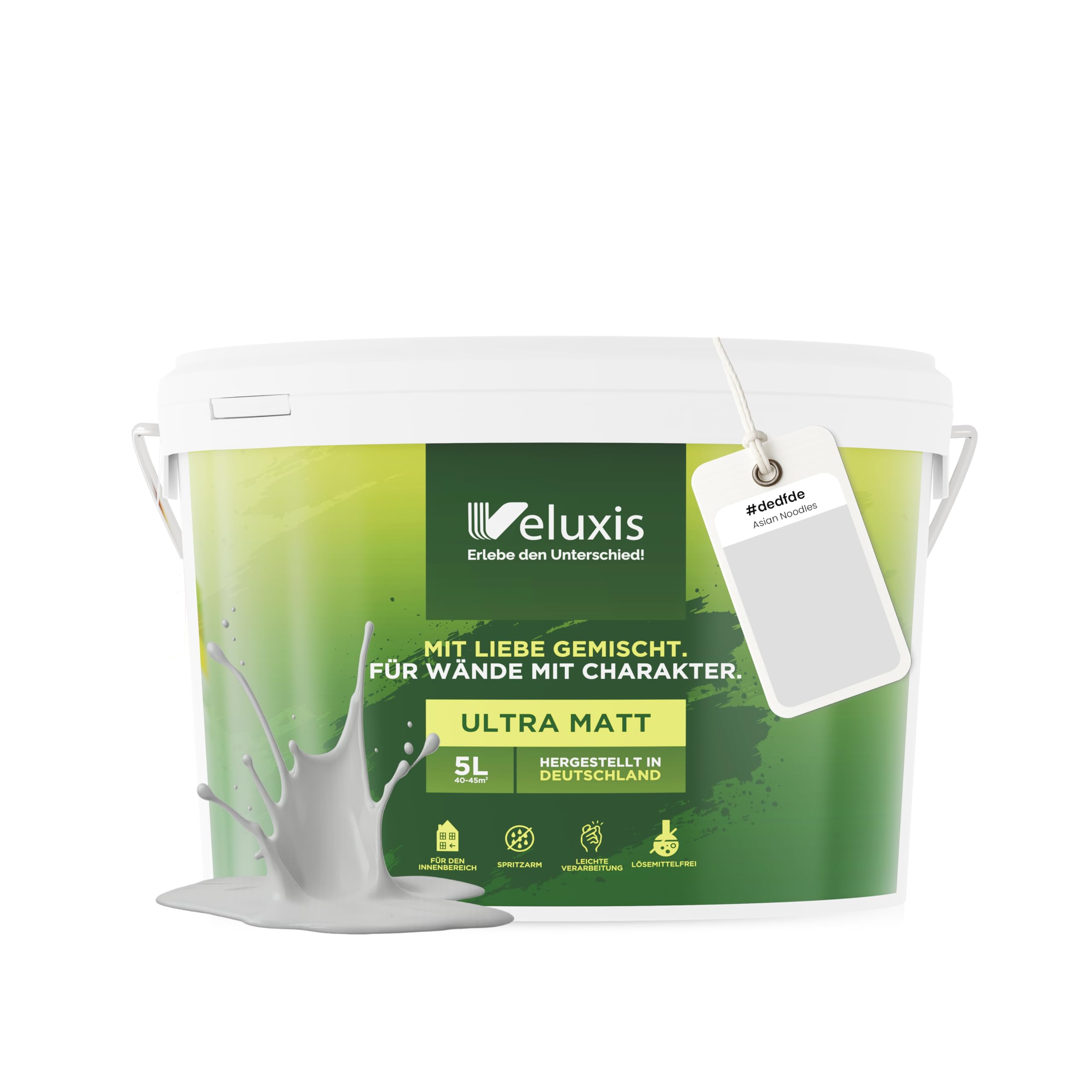 Wandfarbe Hellgrau Grau Creme matt 5 L – Asian Noodles