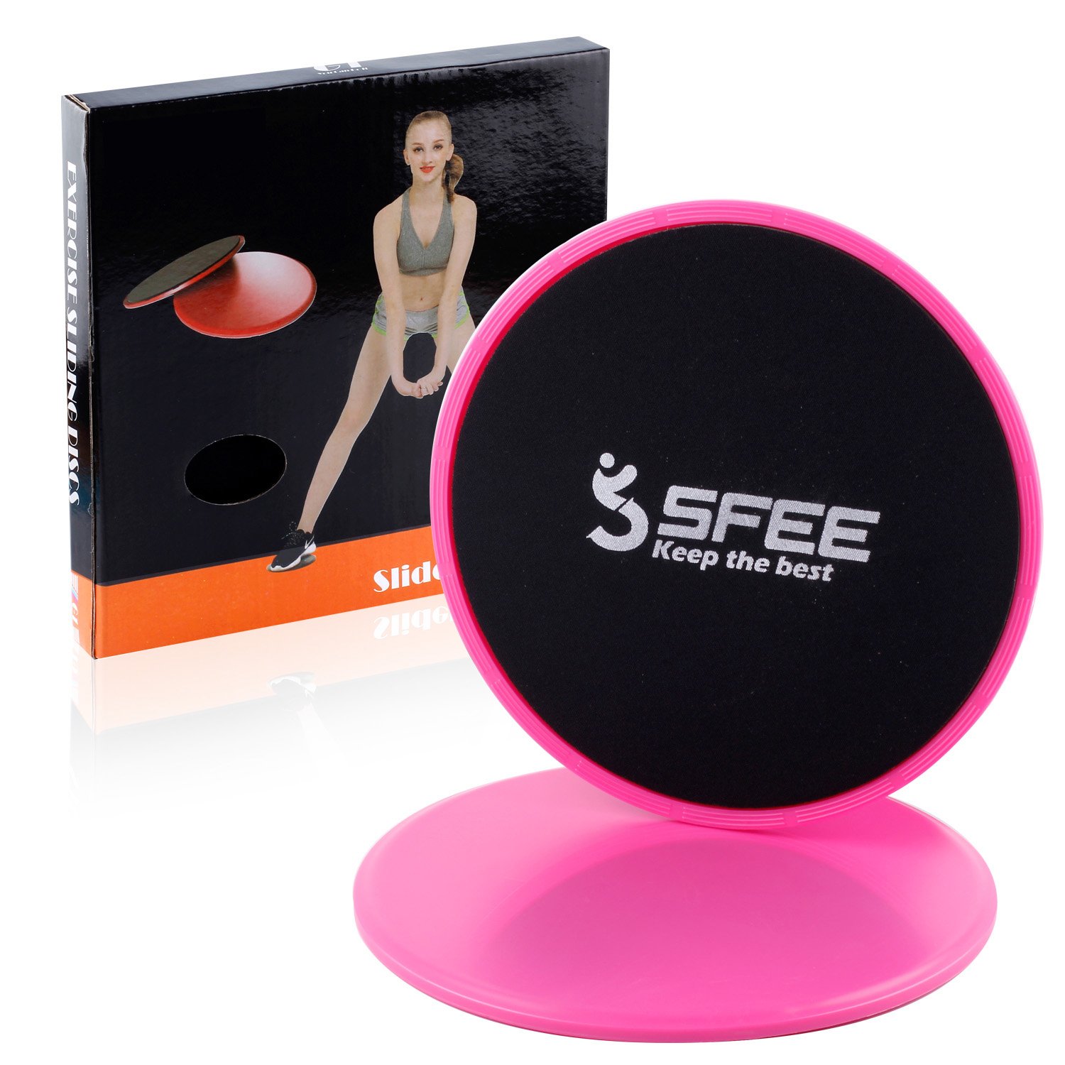 Sfee Core Exercise Sliders-2xDual Sided Gliding Discs for Use on Carpet, Hard Floor, Fitness Equipment Idea for Abdominal, Full Body Workout, Training,Leg Sliders, Aerobics, CrossFit+Gift Box