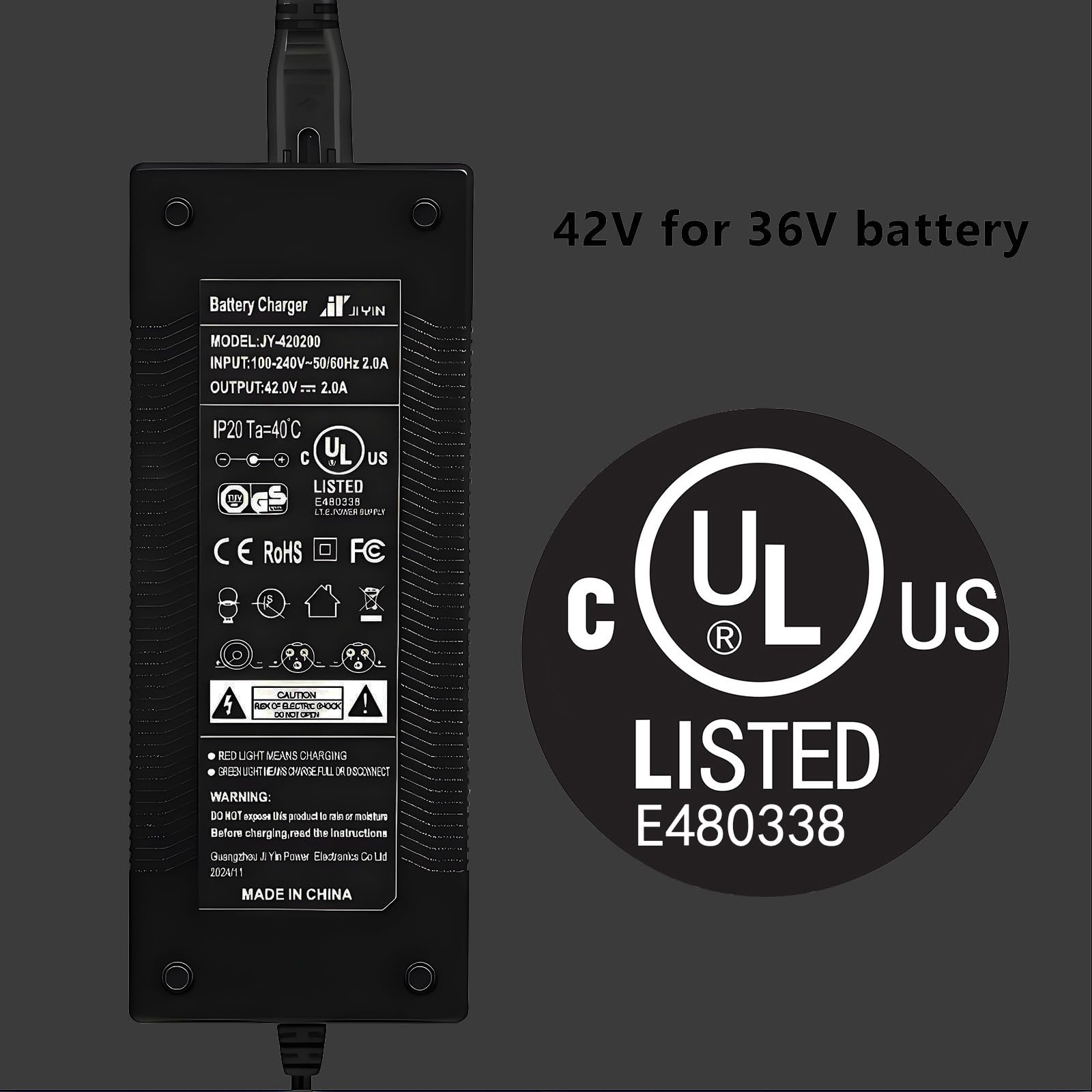 Brokeir UL Listed 42V 2A Replacement Electric Scooter Charger for 36V Hoverboard Charger with 5 Plugs, Compatible with GOTRAX/ninebot/Jetson/Voyage Scooter Charger