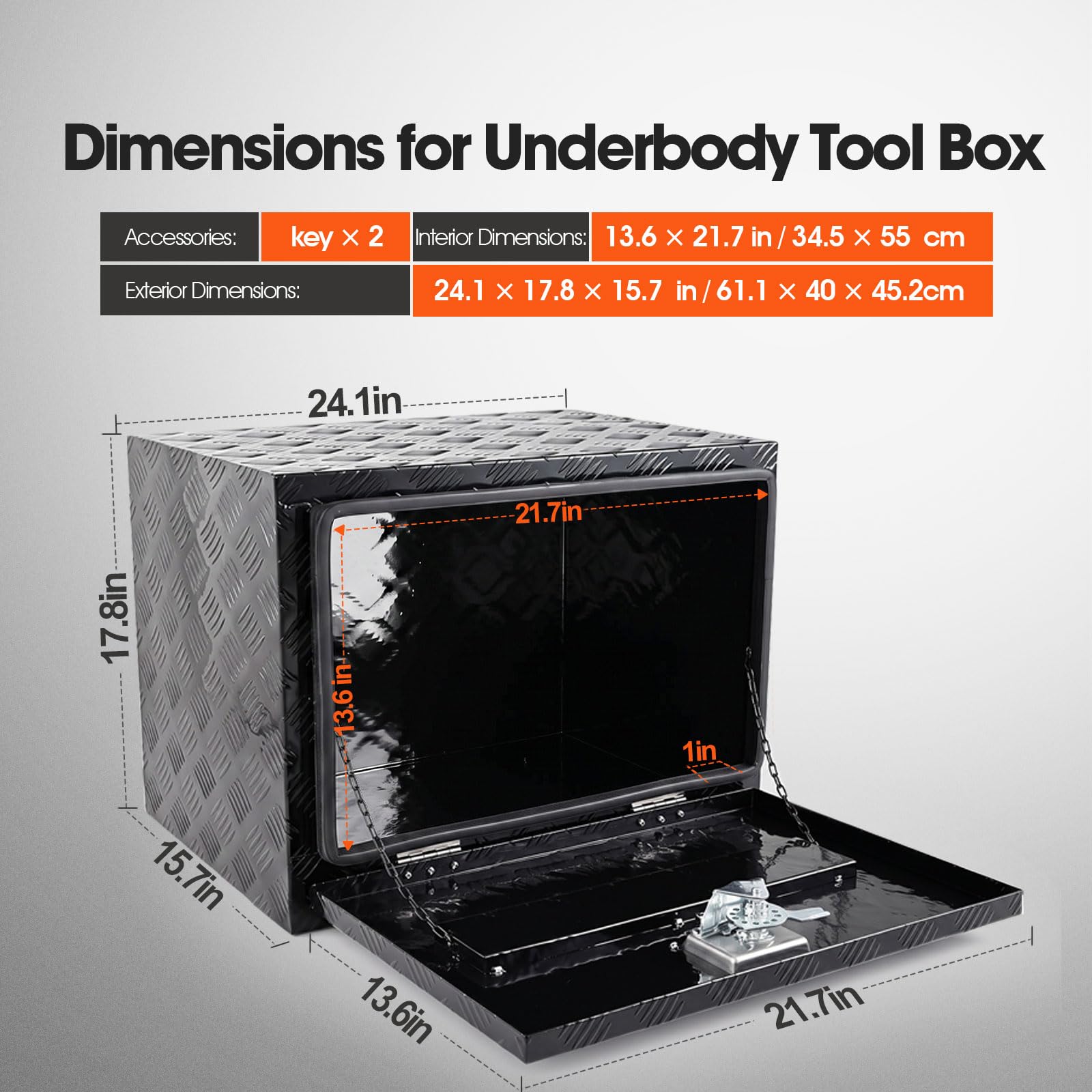 24" Aluminum Truck Toolbox - Lock & Keys -2