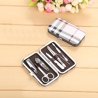 7-in-1 White Nail Clipper Set - Slim Manicure Kit for On-The-Go Toenail & Cuticle Tools with Protective Case (Travel Essential)
