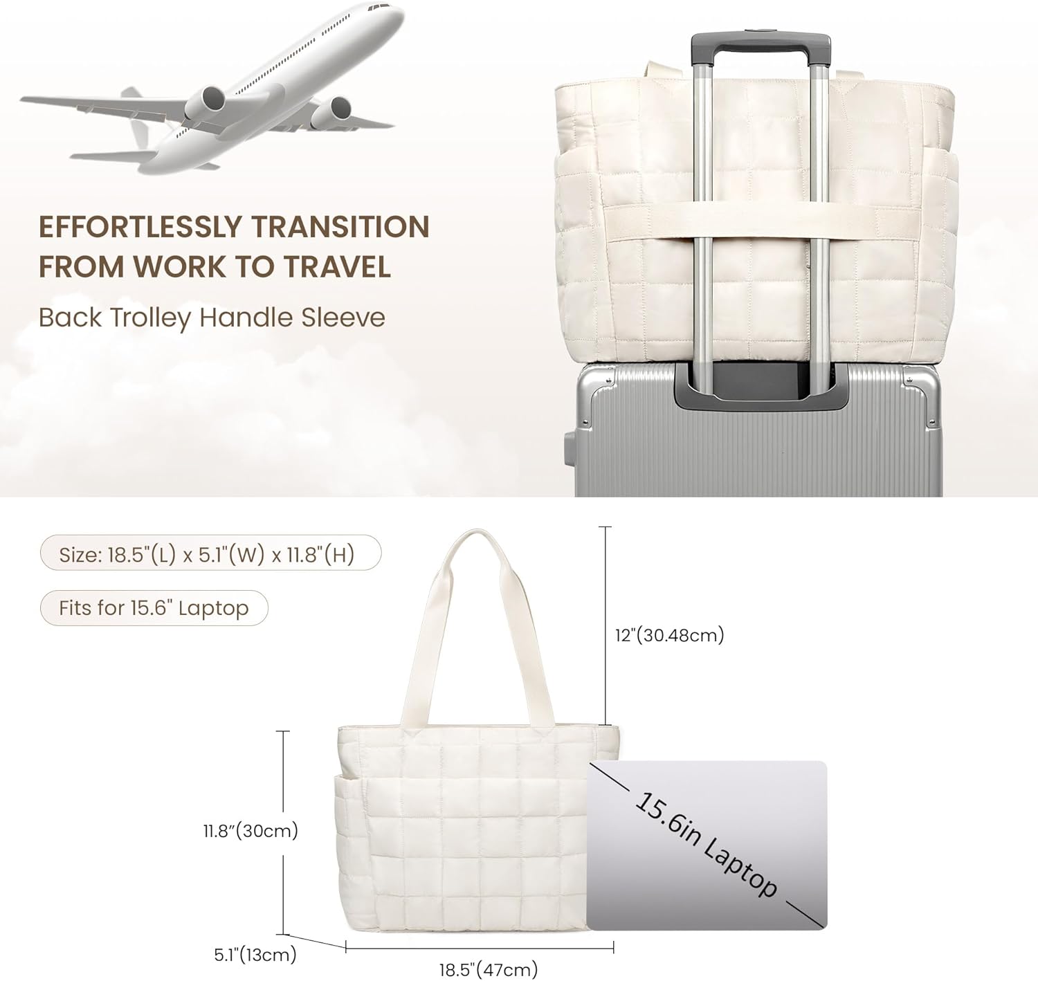 befen Laptop Tote Bag for Women Work, Travel Tote Bags Nurse Puffer Quilted Handbags, Lightweight Waterproof Beach Purse - Image 4